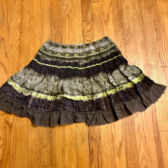 Free People Green Tie Dye Boho Peasant Skirt Medium. - Picture 2 of 8